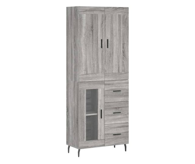 Висок шкаф, сив сонома, 69,5x34x180 см, инженерно дърво