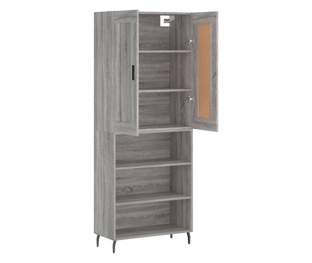 Висок шкаф, сив сонома, 69,5x34x180 см, инженерно дърво