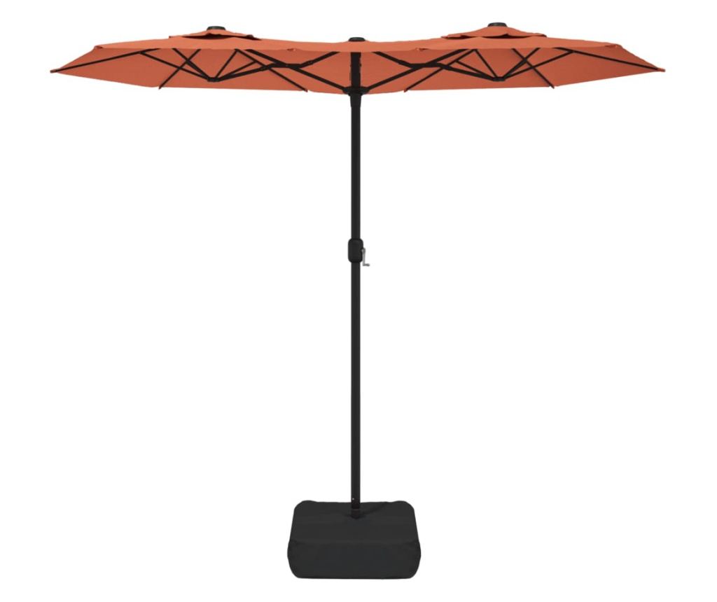 Dvojitý LED dáždnik na terasu tehlovo červený 316x240 cm - 4