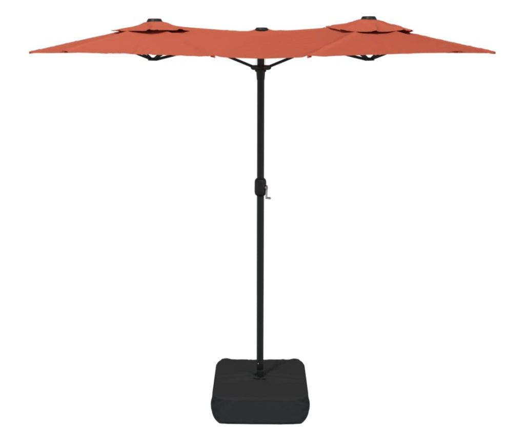 Dvojitý LED dáždnik na terasu tehlovo červený 316x240 cm - 5