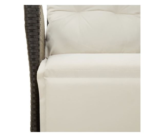 2 db fekete polyrattan dönthető kerti szék lábtartóval