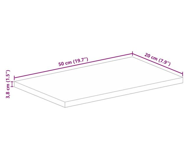 tömör újrahasznosított fa téglalap alakú asztallap 50x20x3,8 cm