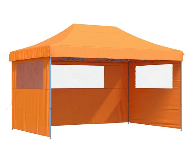 narancssárga összecsukható felugró rendezvénysátor 3oldalfallal