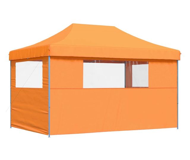 narancssárga összecsukható felugró rendezvénysátor 3oldalfallal
