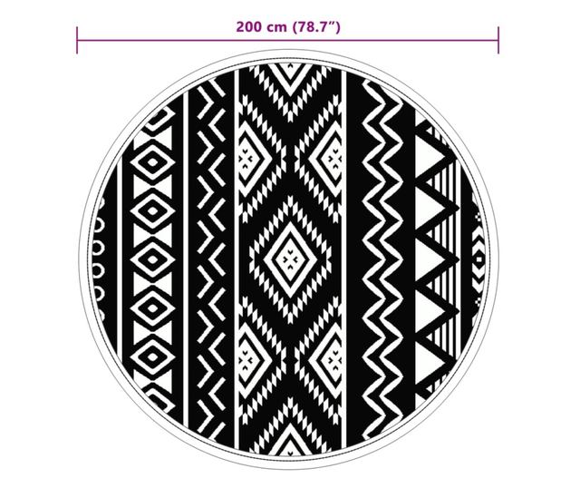 fekete polipropilén kültéri szőnyeg Ø200 cm