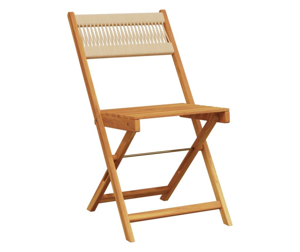 3dílný bistro set béžový polypropylen a masivní dřevo - 3