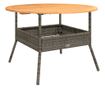 szürke polyrattan kerti asztal akácfa lappal Ø110 x 71 cm