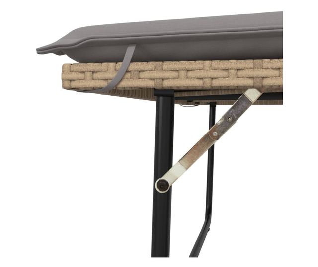 bézs polyrattan kerti pad párnákkal és lábtartóval