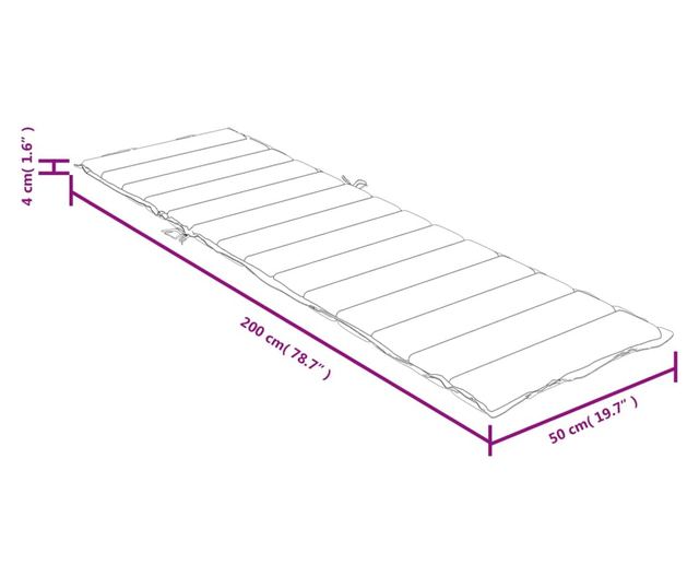 melange zöld szövet napozóágy párna 200 x 50 x 4 cm