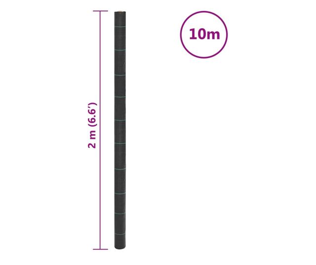 fekete PP talajtakaró membrán 2x10 m
