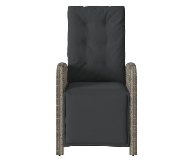 szürke polyrattan dönthető kerti szék lábtartóval