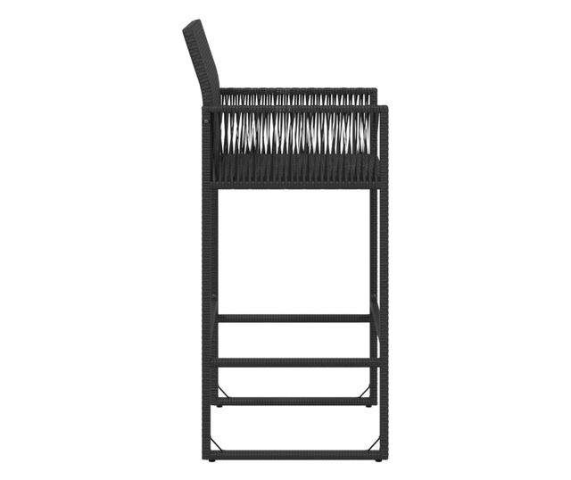 2 db fekete polyrattan kerti bárszék