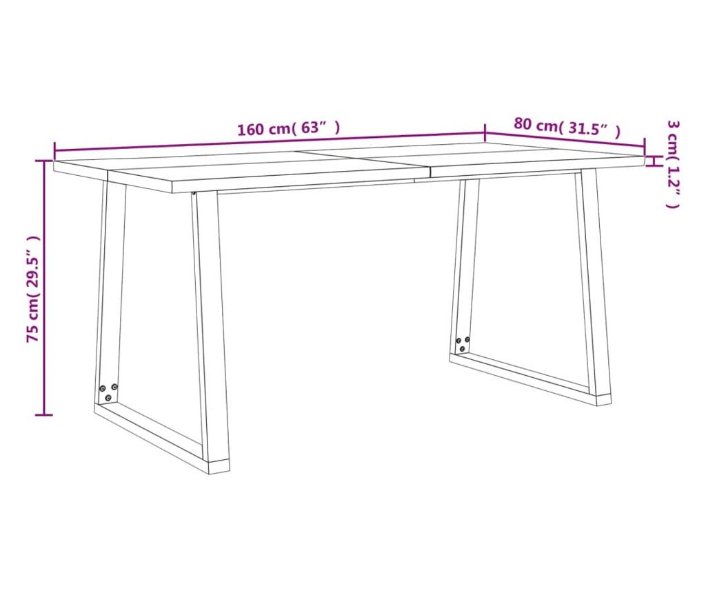 Комплект за хранене от 3 части, естествени ръбове, масивен акациев дървен материал - 11