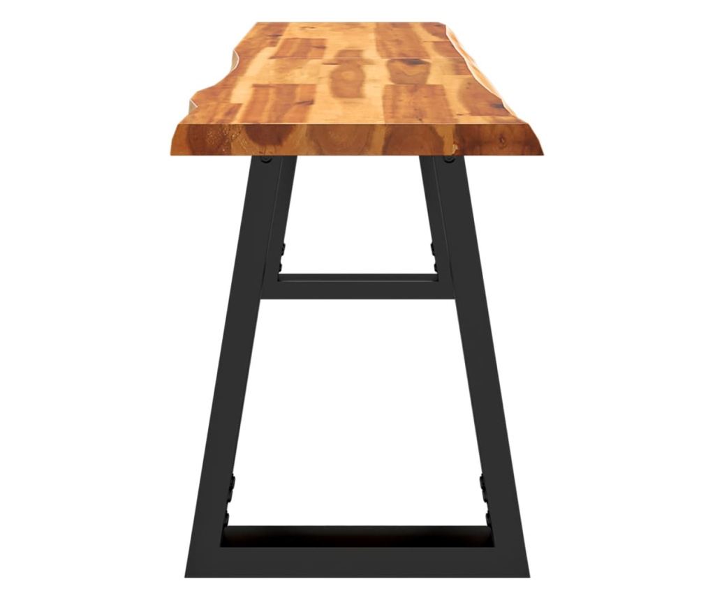 Пейка с естествени ръбове 140 см, масивна дървесина от акация - 5