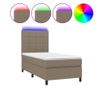 Пружинен спален комплект с матрак и LED, таупе сиво, 100x200 см, текстил thumbnail 2
