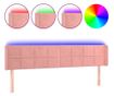 LED Табла за легло, Розово, 163x16x78/88 см, Кадифе