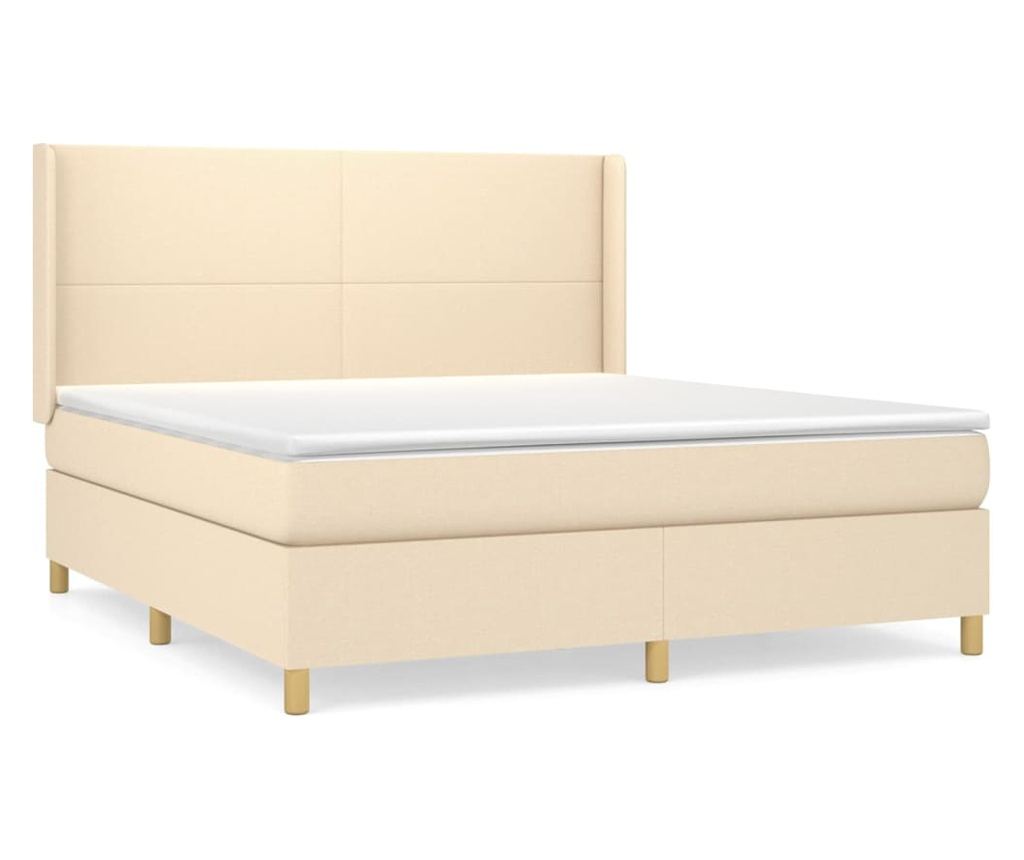 Боксспринг легло с матрак, кремаво, 160x200 см, текстил - 2