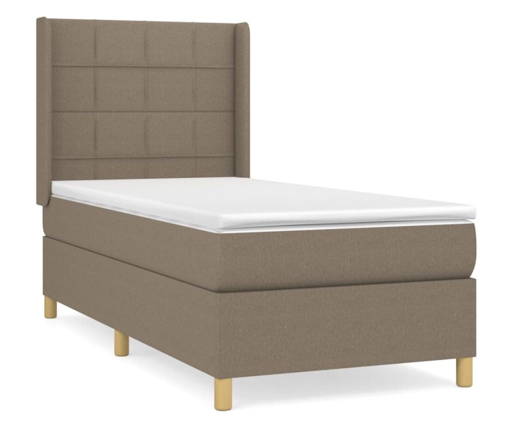 Боксспринг легло с матрак, таупе сиво, 90x200 см, текстил - 2