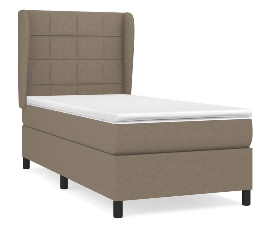 Pat box spring cu saltea, gri taupe, 90x200 cm, textil - 2