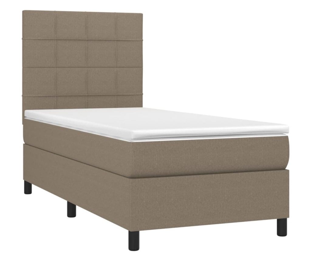 Пружинен спален комплект с матрак и LED, таупе сиво, 100x200 см, текстил - 3