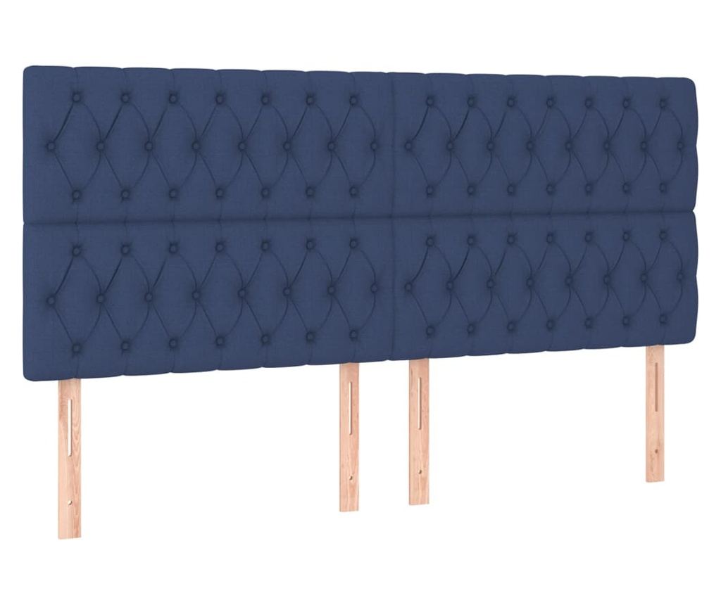 Krevet s madracem i LED rasvjetom, plavi, 200x200 cm, tekstil - 7