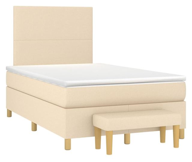 Боксспринг легло с матрак, крем, 120x200 см, текстил