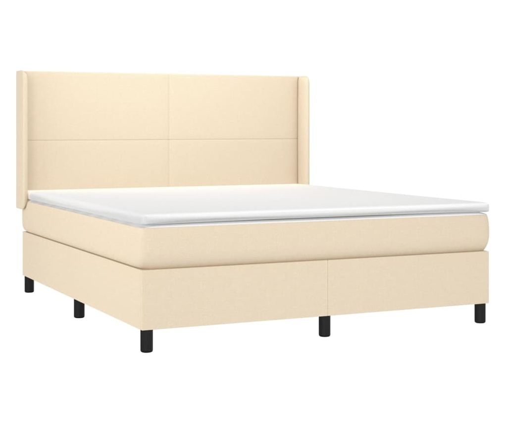 Box spring bed with mattress, cream, 160x200 cm, textile material - 3