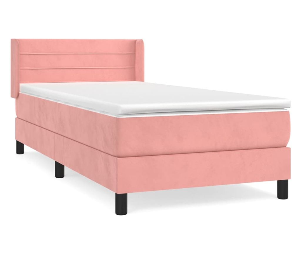 Боксспринг легло с матрак, розово, 100x200 см, кадифе - 2