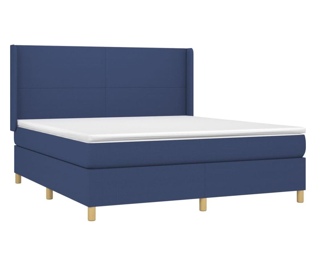 Боксспринг легло с матрак, синьо, 180x200 см, текстил - 3