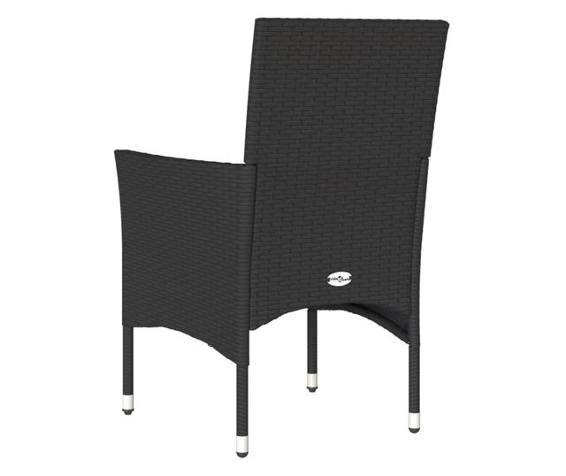 2 db fekete polyrattan kerti szék párnával