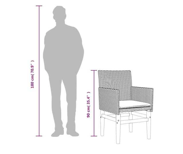 2 db bézs polyrattan és tömör fa kerti szék párnával