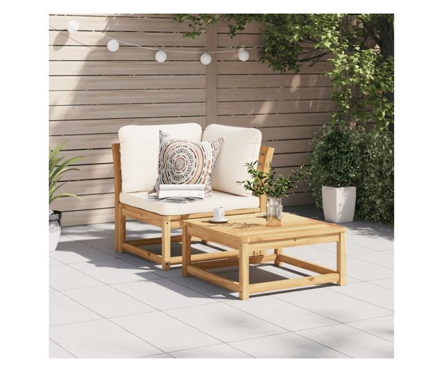 tömör akácfa kerti sarokkanapé párnákkal 73 x 73 x 65 cm