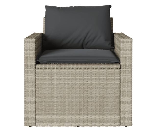 4 részes világosszürke polyrattan kerti ülőgarnitúra párnákkal