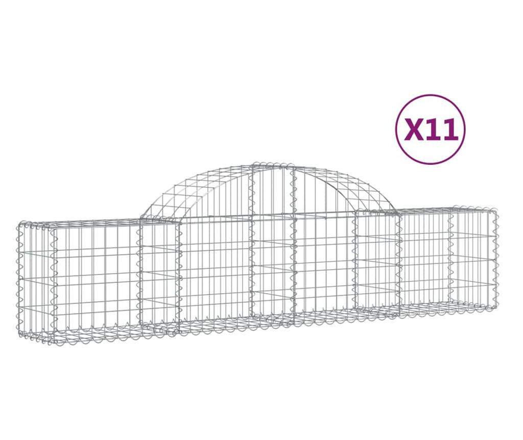 Габионни кошници извити 11 бр., 200x30x40/60 см, поцинковано желязо - 2