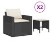 4 részes fekete polyrattan kerti ülőgarnitúra párnákkal