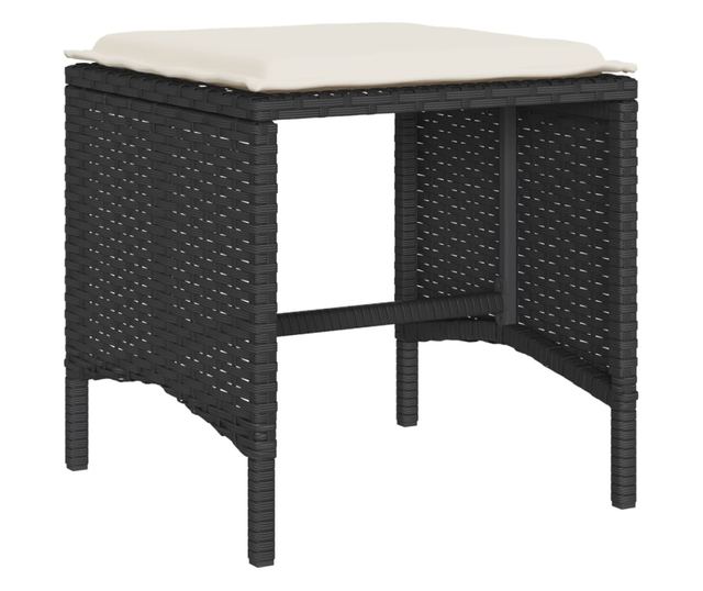 4 részes fekete polyrattan kerti ülőgarnitúra párnákkal