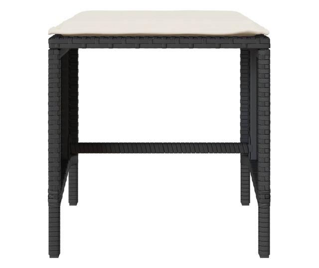 4 részes fekete polyrattan kerti ülőgarnitúra párnákkal