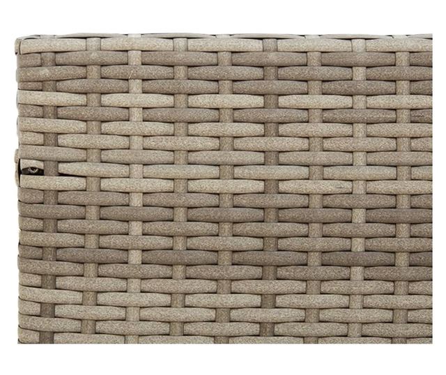 L-alakú szürke polyrattan kerti kanapé asztallal és párnákkal