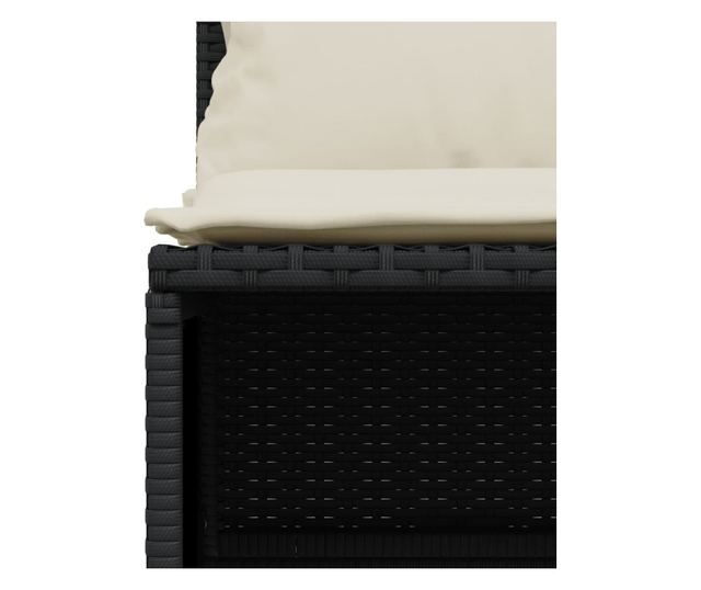 4 részes fekete polyrattan kerti ülőgarnitúra párnákkal