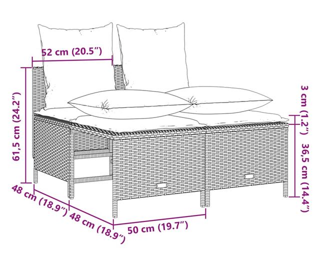4 részes fekete polyrattan kerti ülőgarnitúra párnákkal