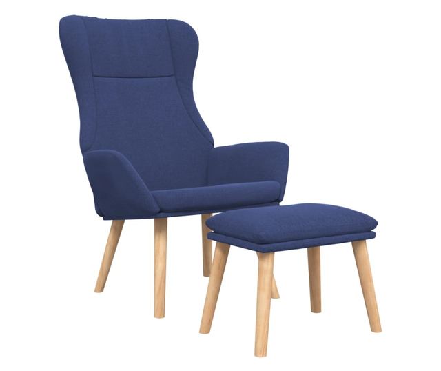 Sedežna garnitura za sprostitev s taburejem, modra, tekstil