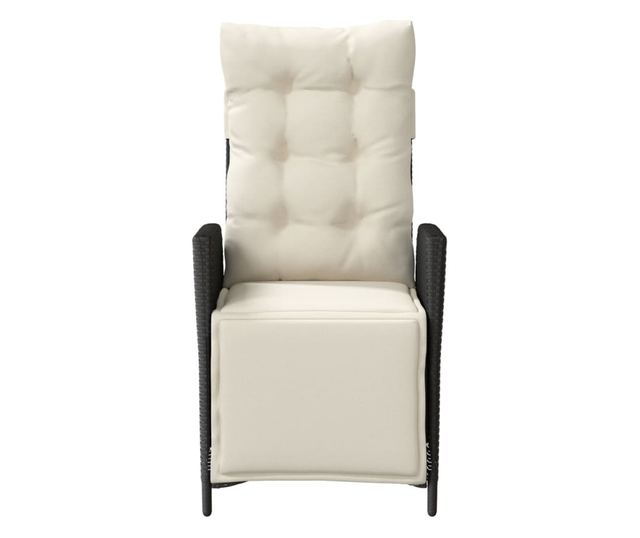 2 db fekete polyrattan dönthető kerti szék lábtartóval