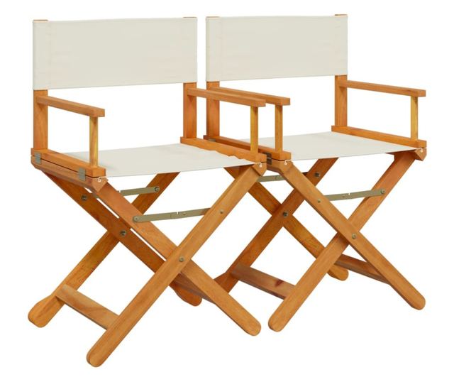 2 db krémfehér szövet összecsukható kerti szék