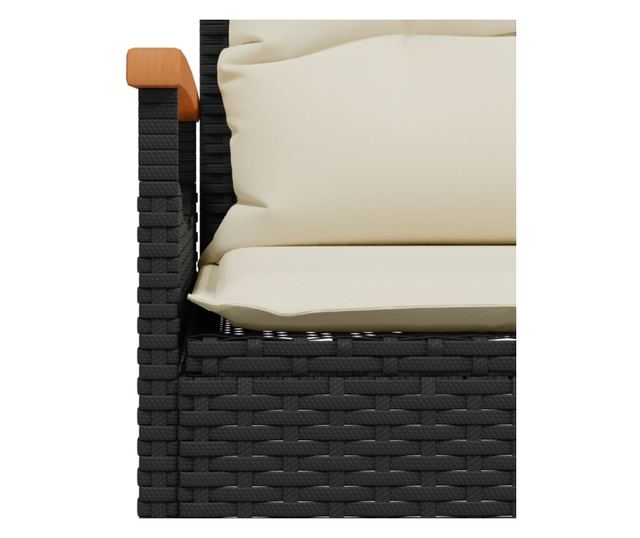 3 részes fekete polyrattan kerti ülőgarnitúra párnával