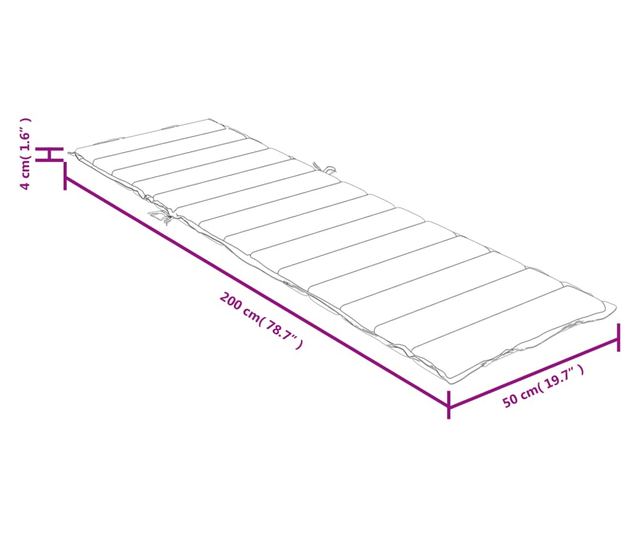 melange sötétszürke szövet napozóágypárna 200 x 50 x 4 cm