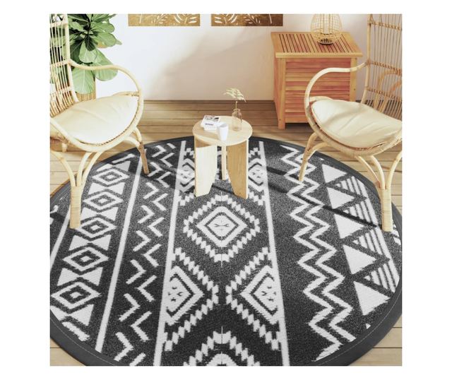 fekete polipropilén kültéri szőnyeg Ø200 cm