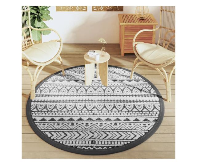 fekete polipropilén kültéri szőnyeg Ø160 cm