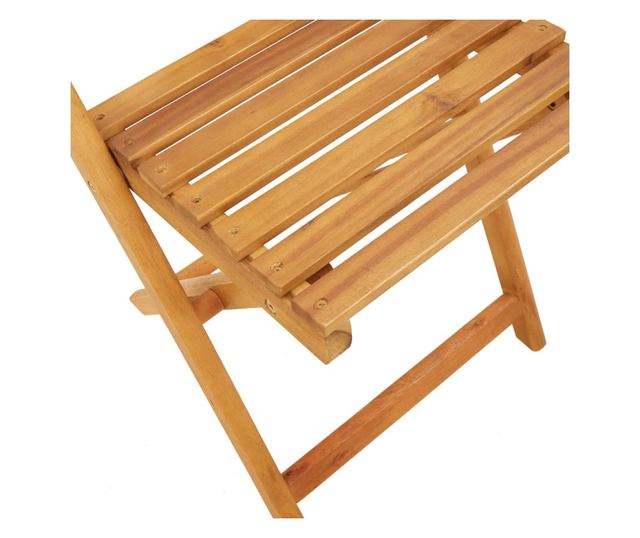 Сгъваеми градински столове 4 бр синьо-бял плат и дърво масив