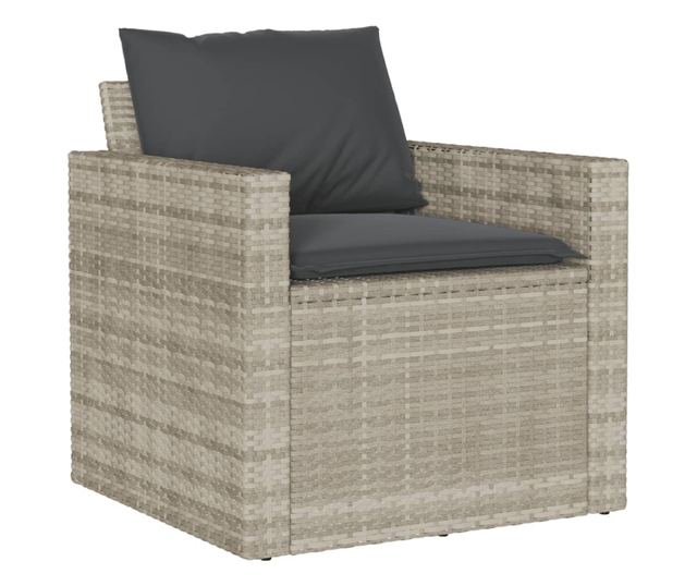 4 részes világosszürke polyrattan kerti ülőgarnitúra párnákkal