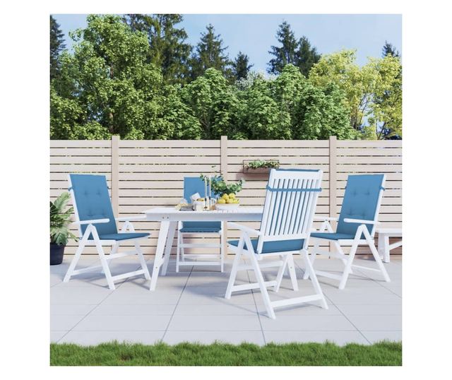 4 db melange kék szövet magas háttámlájú székpárna 120x50x4 cm